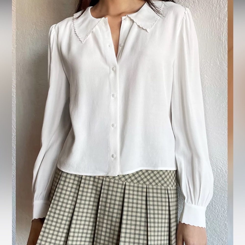 Aritzia Sunday Best Aurora Blouse in Light Birch